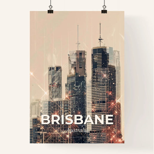 Brisbane Skyline Double Exposure Art Print Poster