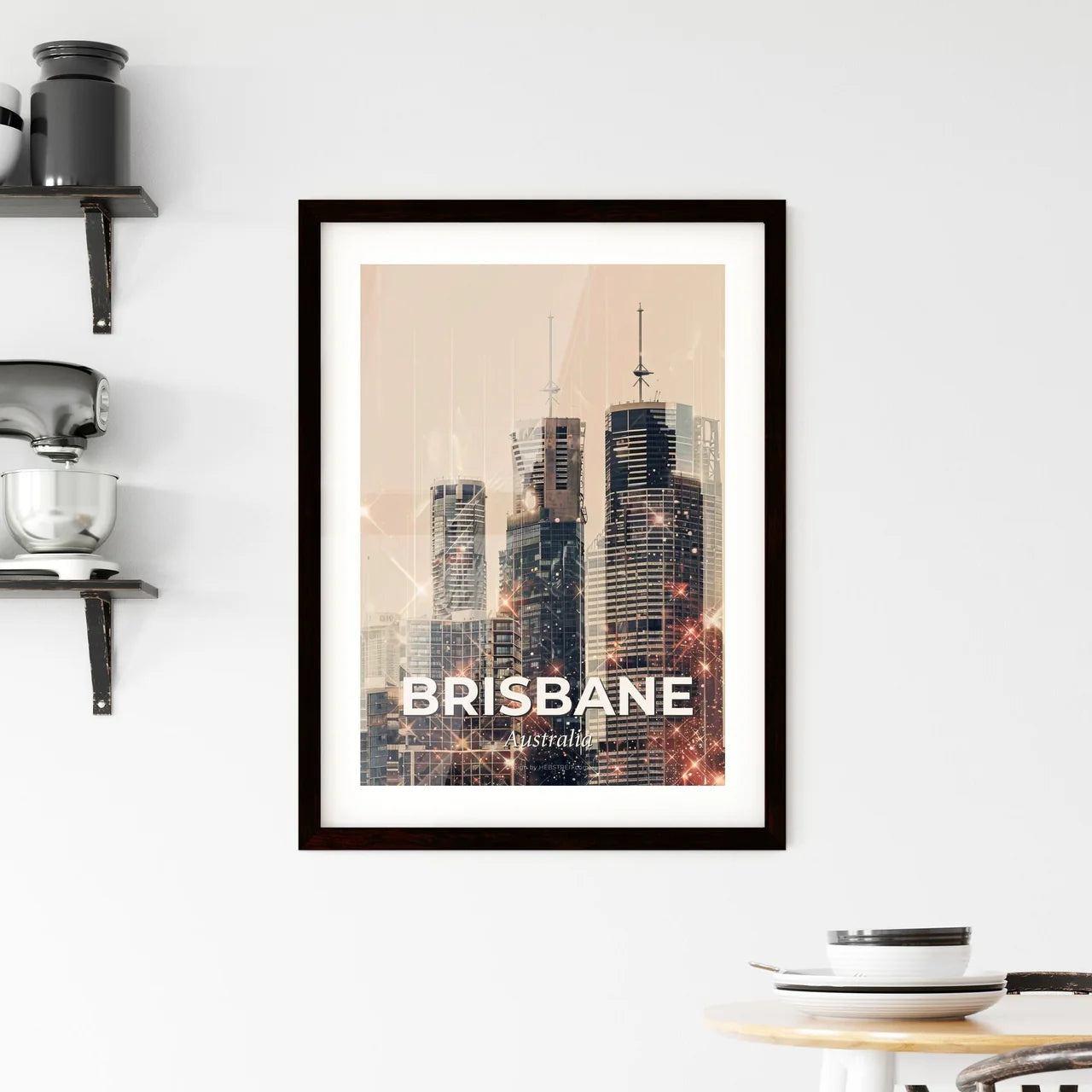 Brisbane Skyline Double Exposure Art Print Framed Print