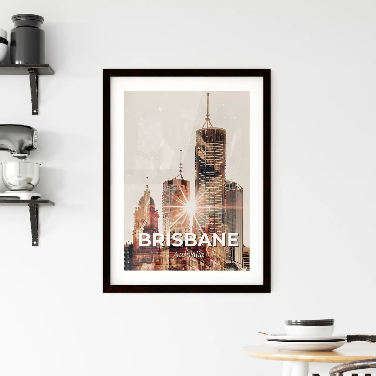 Brisbane Skyline: Iconic Architecture, Radiant Canvas Framed Print
