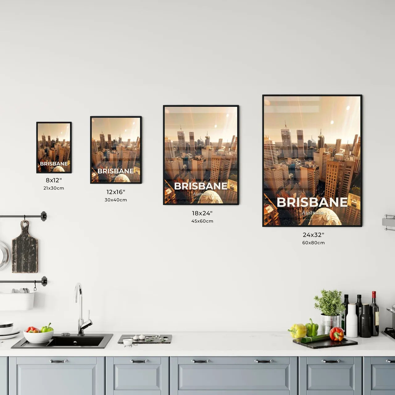 Brisbane Skyline Night Sparkles Poster Office Art