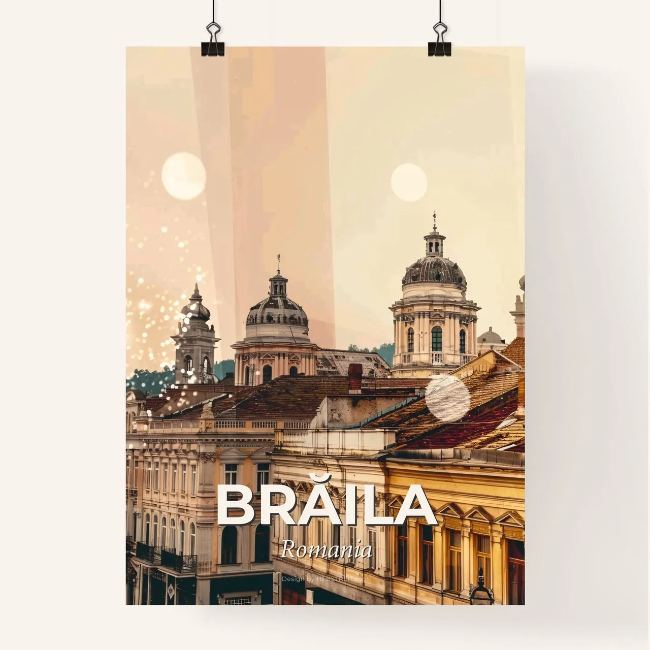 Brăila Poster Skyline Local Colors Bright Beige Poster