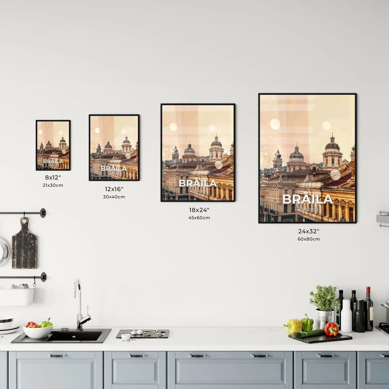 Brăila Poster Skyline Local Colors Bright Beige Office Art