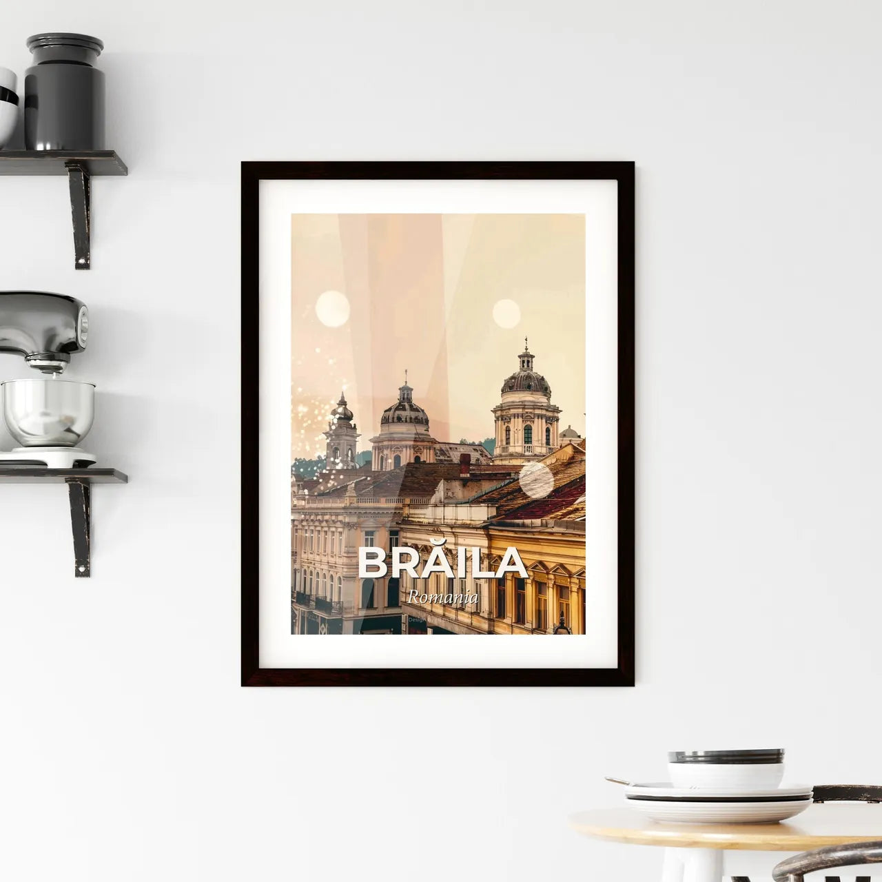 Brăila Poster Skyline Local Colors Bright Beige Framed Print