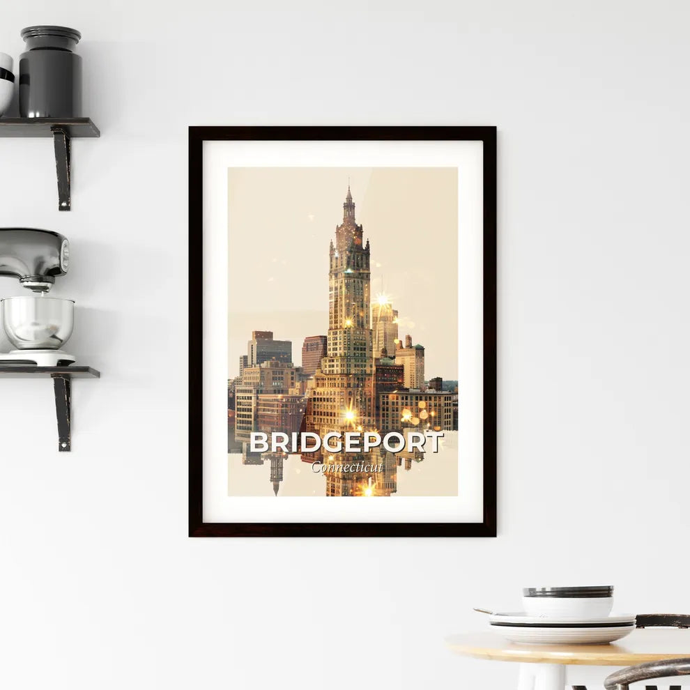 Bridgeport City Lights Poster Art Panorama Framed Print