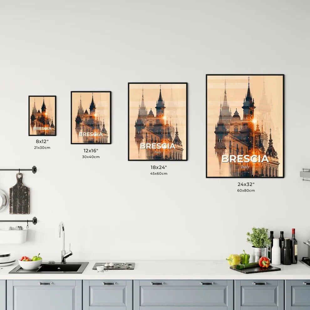 Brescia Italy City Skyline Double Exposure Office Art