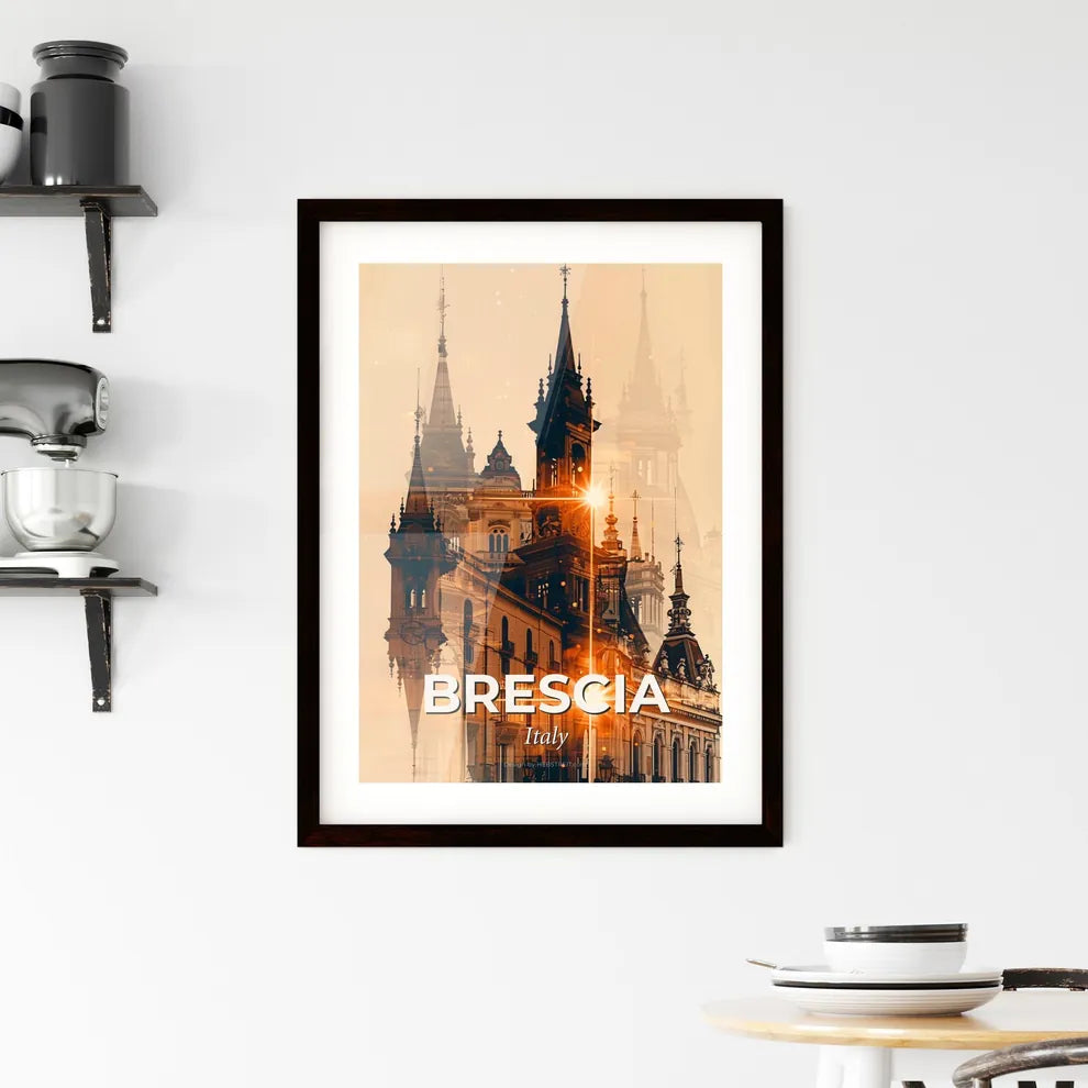 Brescia Italy City Skyline Double Exposure Framed Print