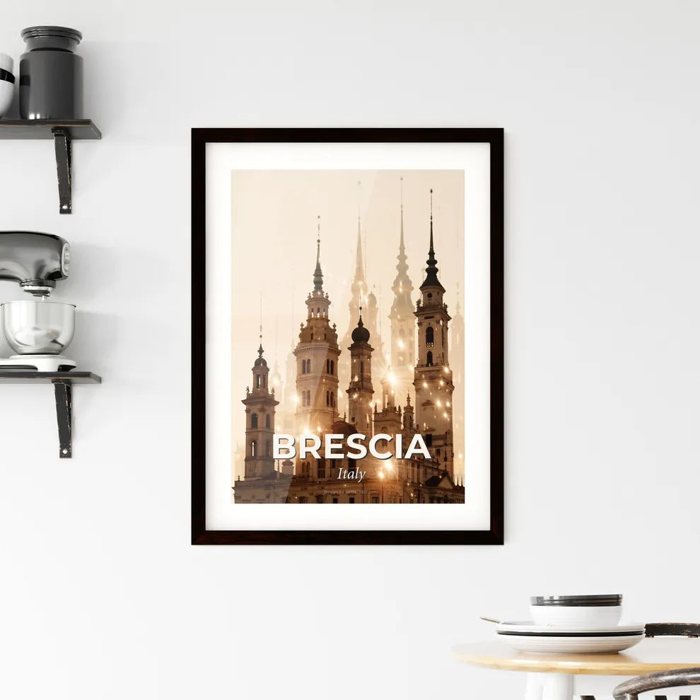 Brescia Skyline Minimalist Architecture Art Poster Framed Print