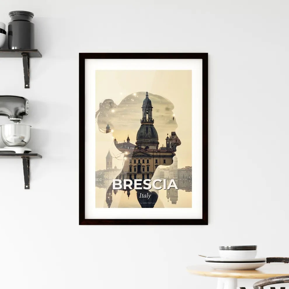 Brescia Cityscape: Timeless Architecture in Beige Framed Print