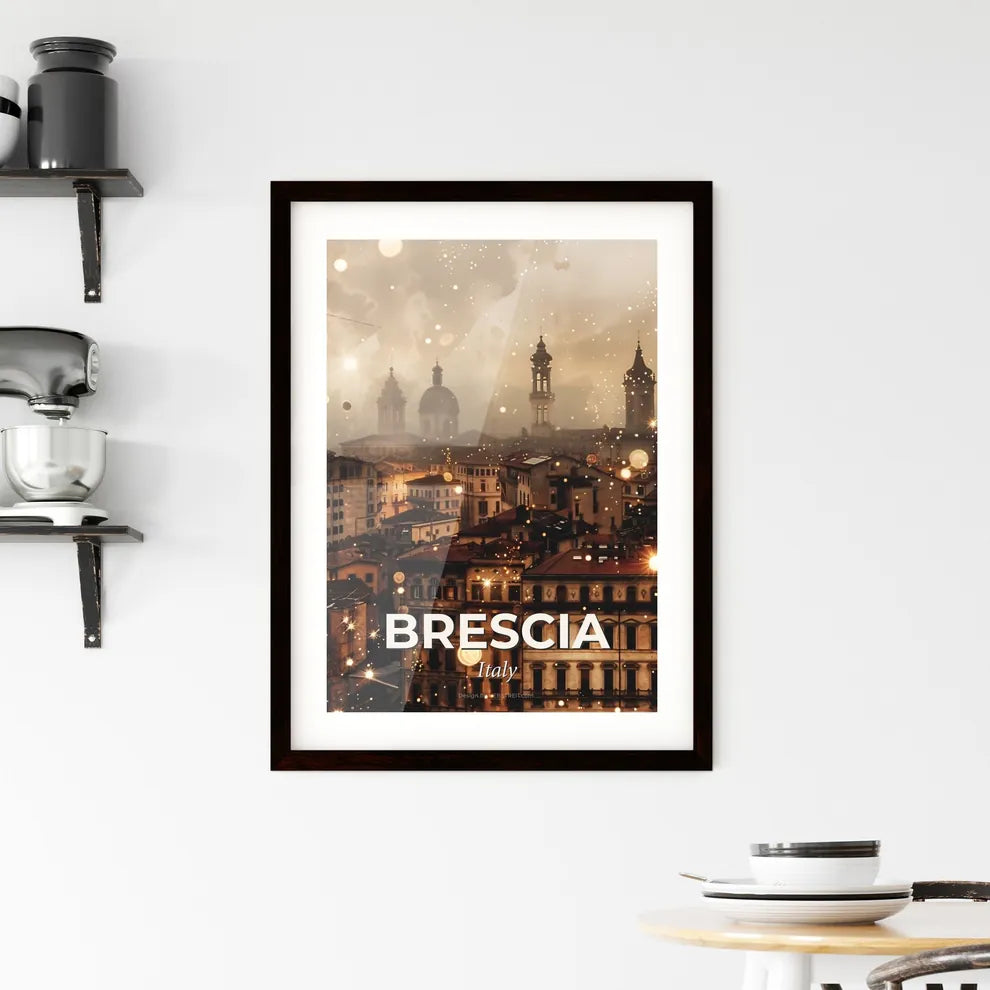 Brescia Skyline Art Deco Poster Design Framed Print