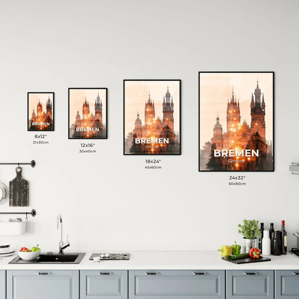 Bremen Skyline Dreamy Pastel Contrast Office Art