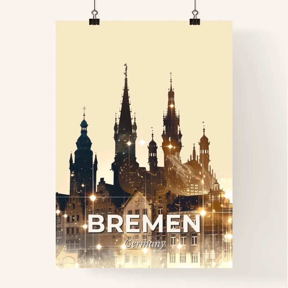 Bremen Skyline Double Exposure Composite Art Poster Poster