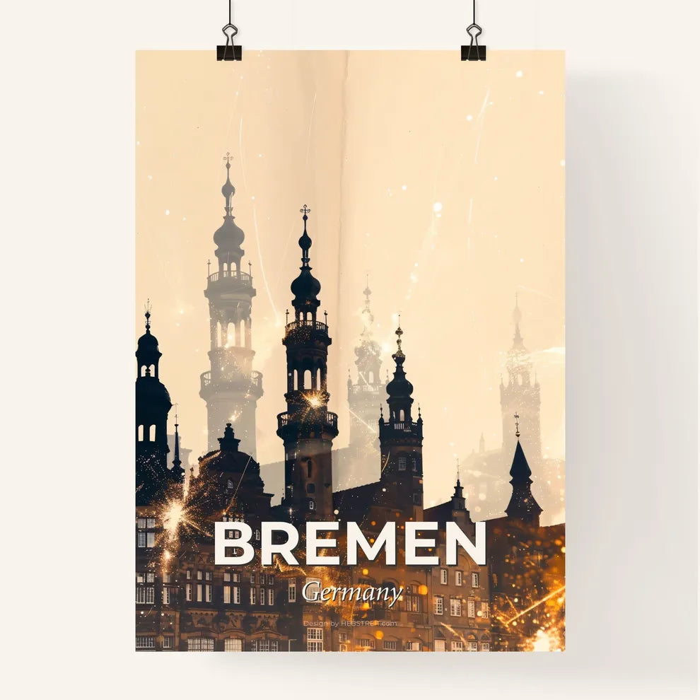 Bremen Skyline Double Exposure Composite Art Poster Poster