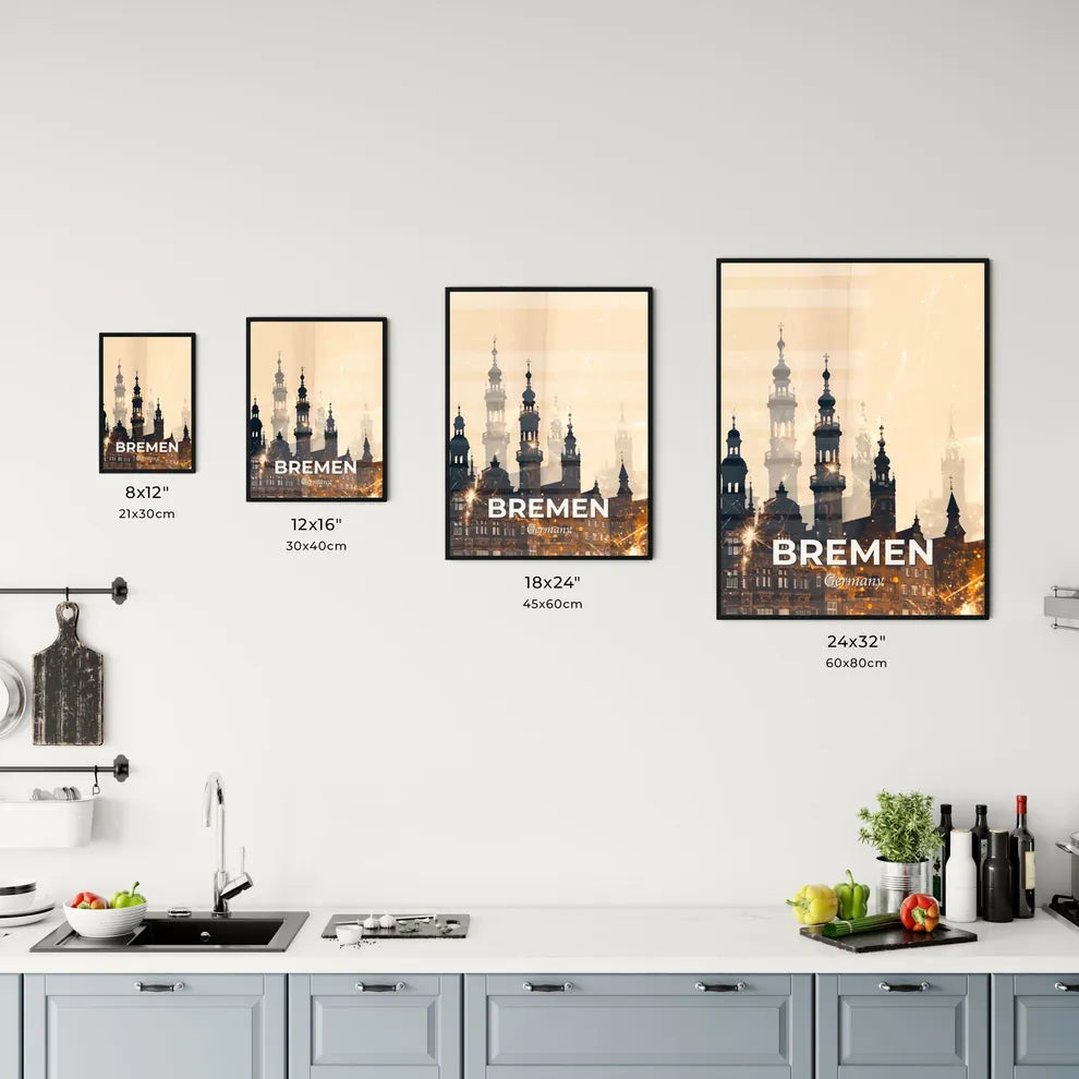 Bremen Skyline Double Exposure Composite Art Poster Office Art