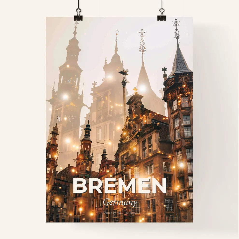 Bremen Skyline Art Deco Poster Poster