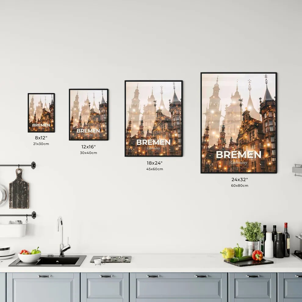 Bremen Skyline Art Deco Poster Office Art