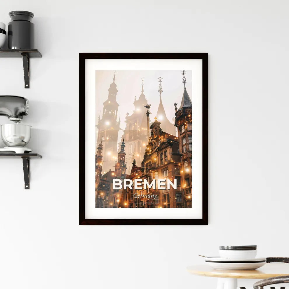 Bremen Skyline Art Deco Poster Framed Print