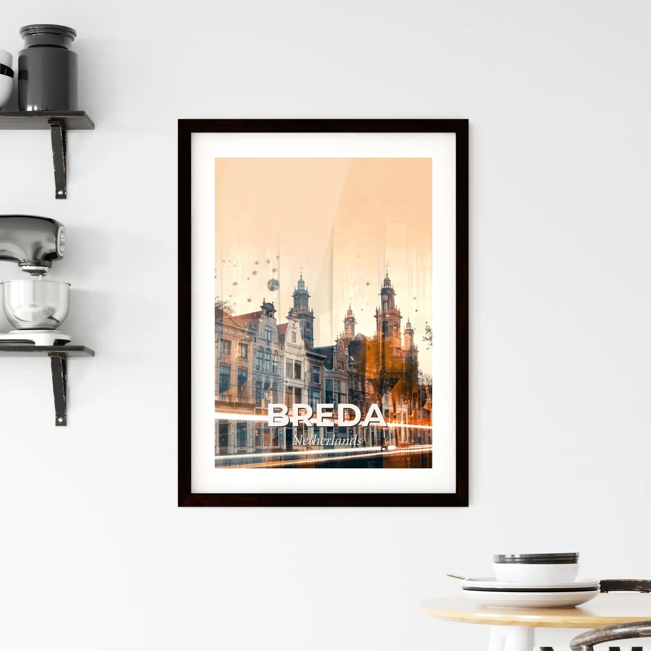 Breda City Lights Poster Art of Dutch Icons Framed Print