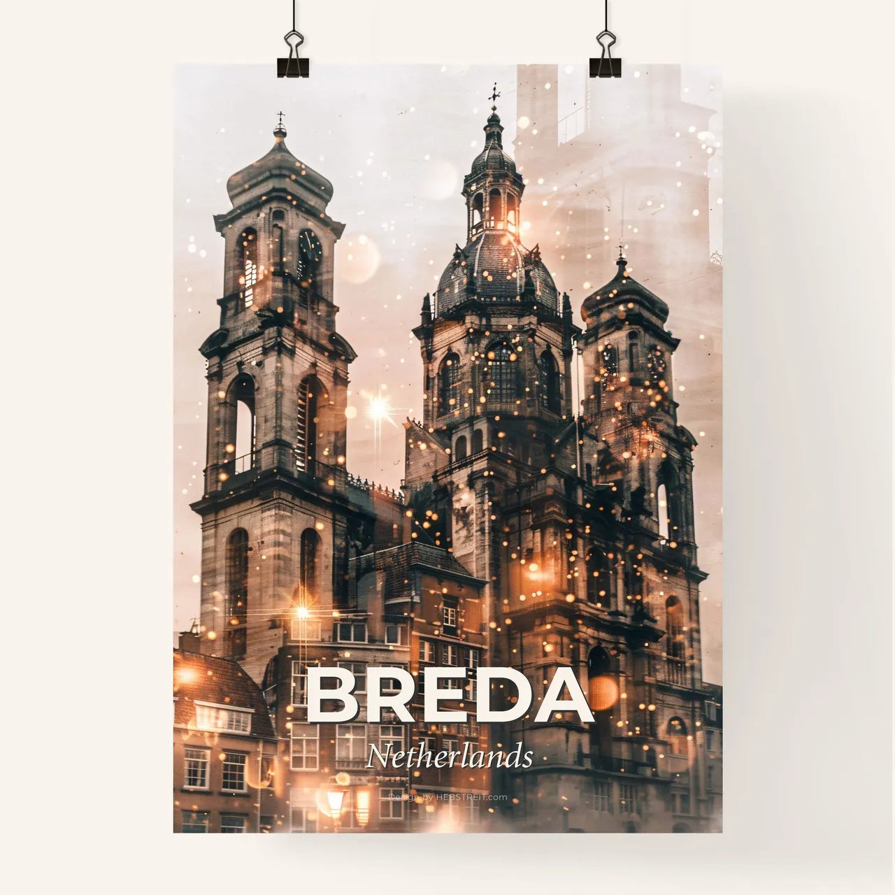 Breda City Composite Art: Beige Paper Backdrop Poster
