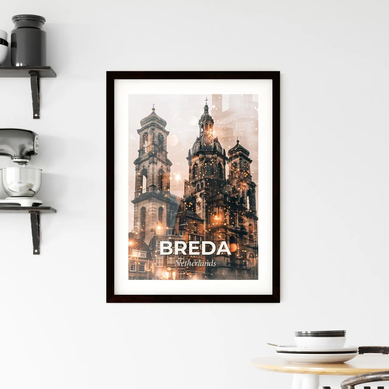 Breda City Composite Art: Beige Paper Backdrop Framed Print