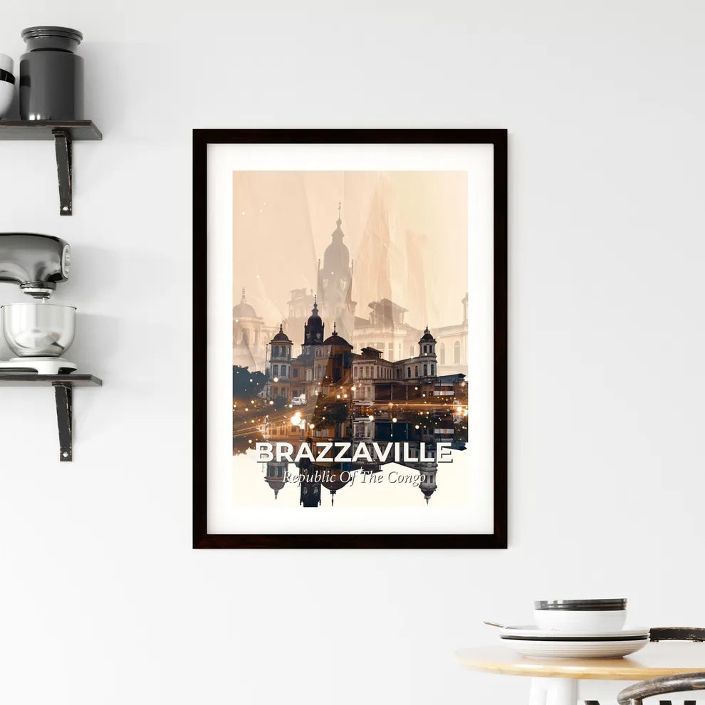 Congo Skyline Double Exposure Architecture Poster Framed Print