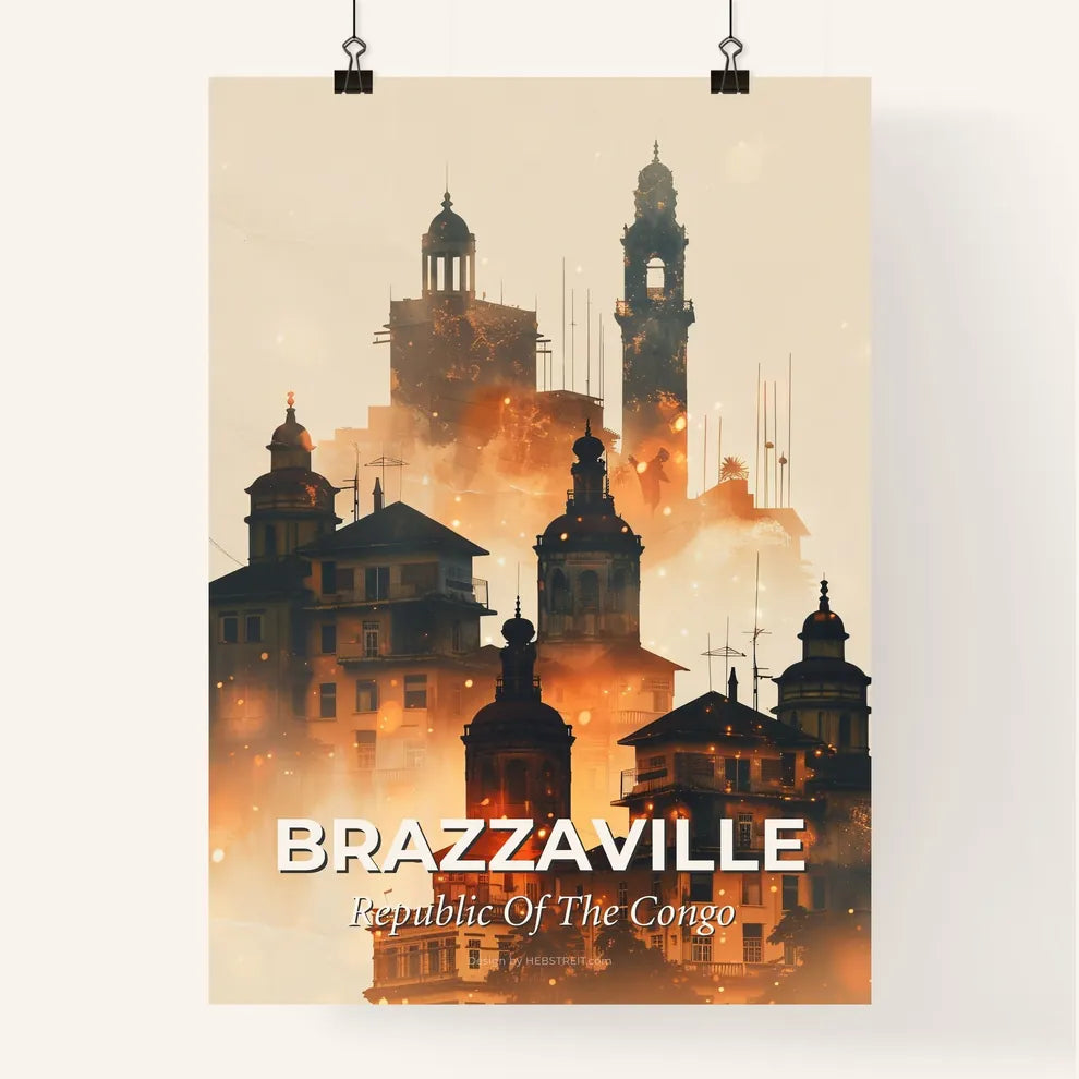 Brazzaville City Lights Skyline Composite Poster