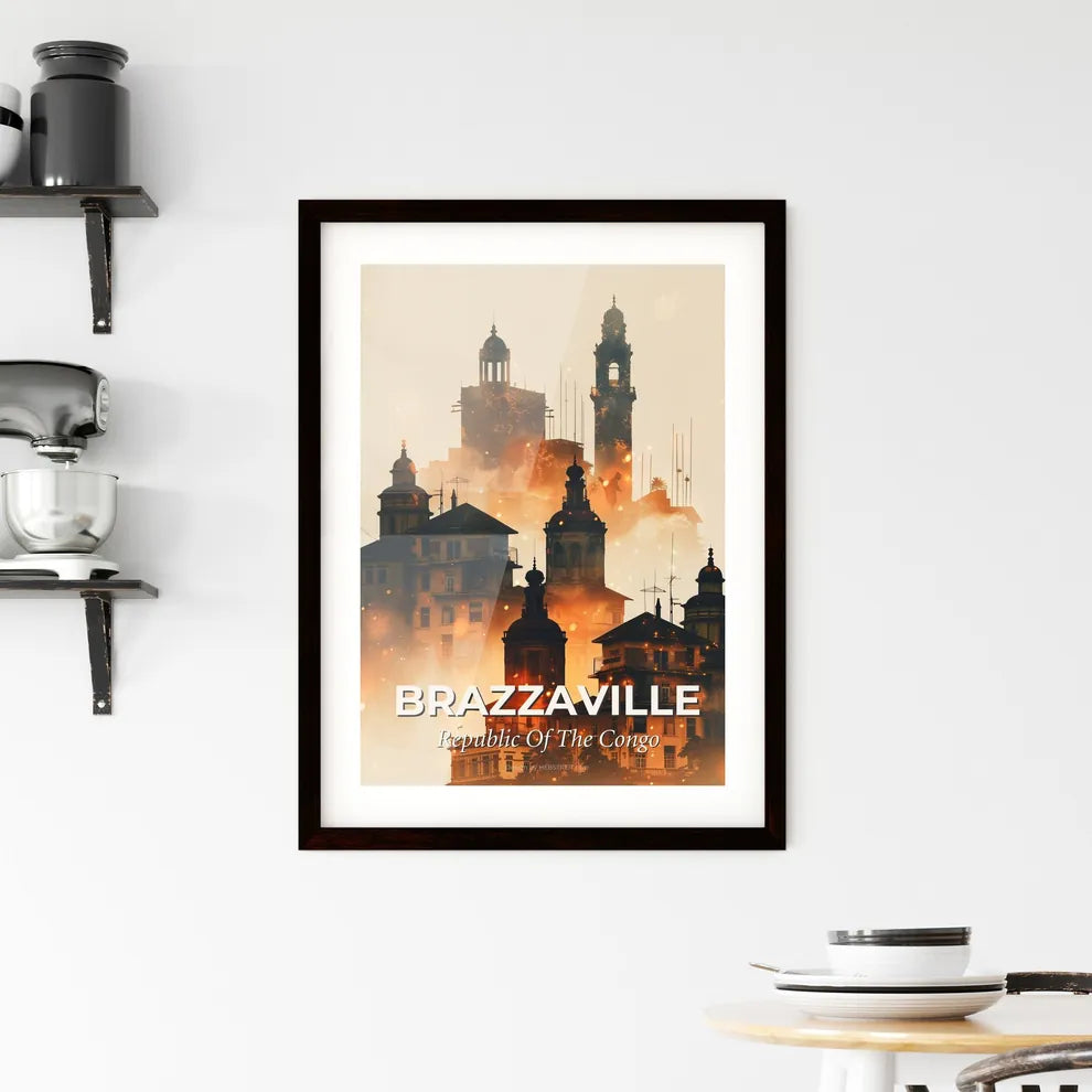 Brazzaville City Lights Skyline Composite Framed Print