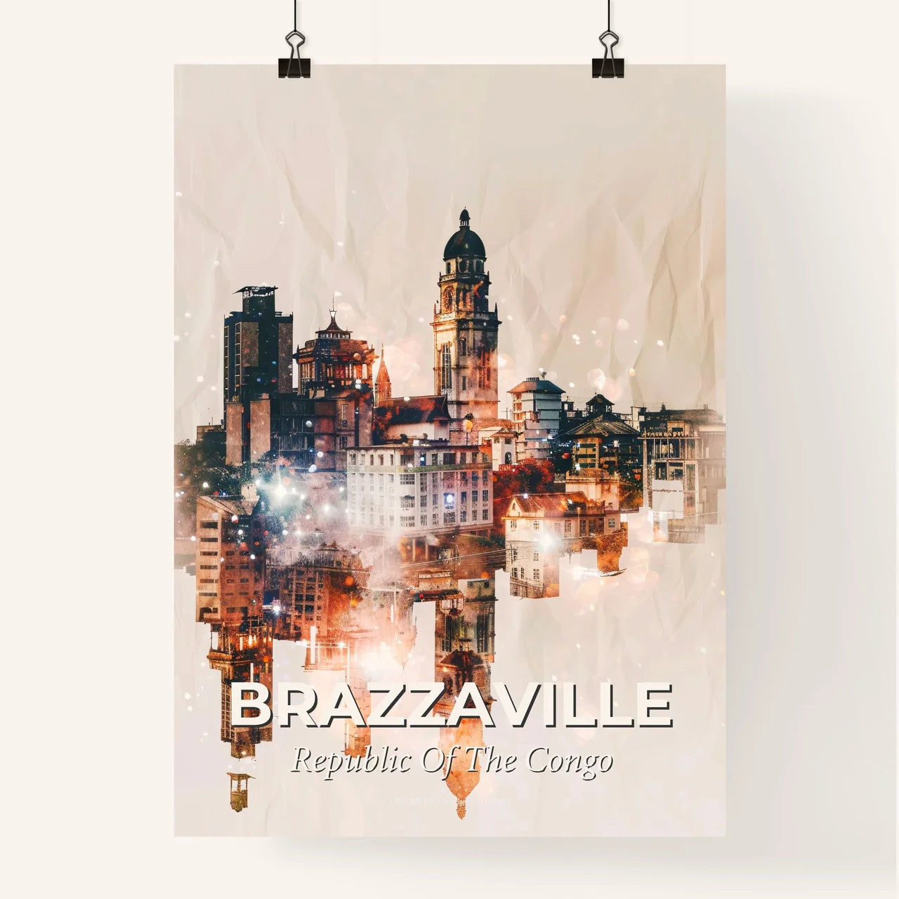 Brazzaville Skyline Double Exposure Art Poster Poster