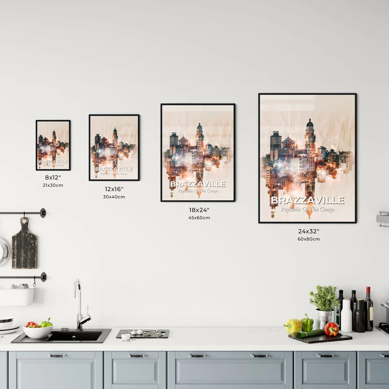 Brazzaville Skyline Double Exposure Art Poster Office Art