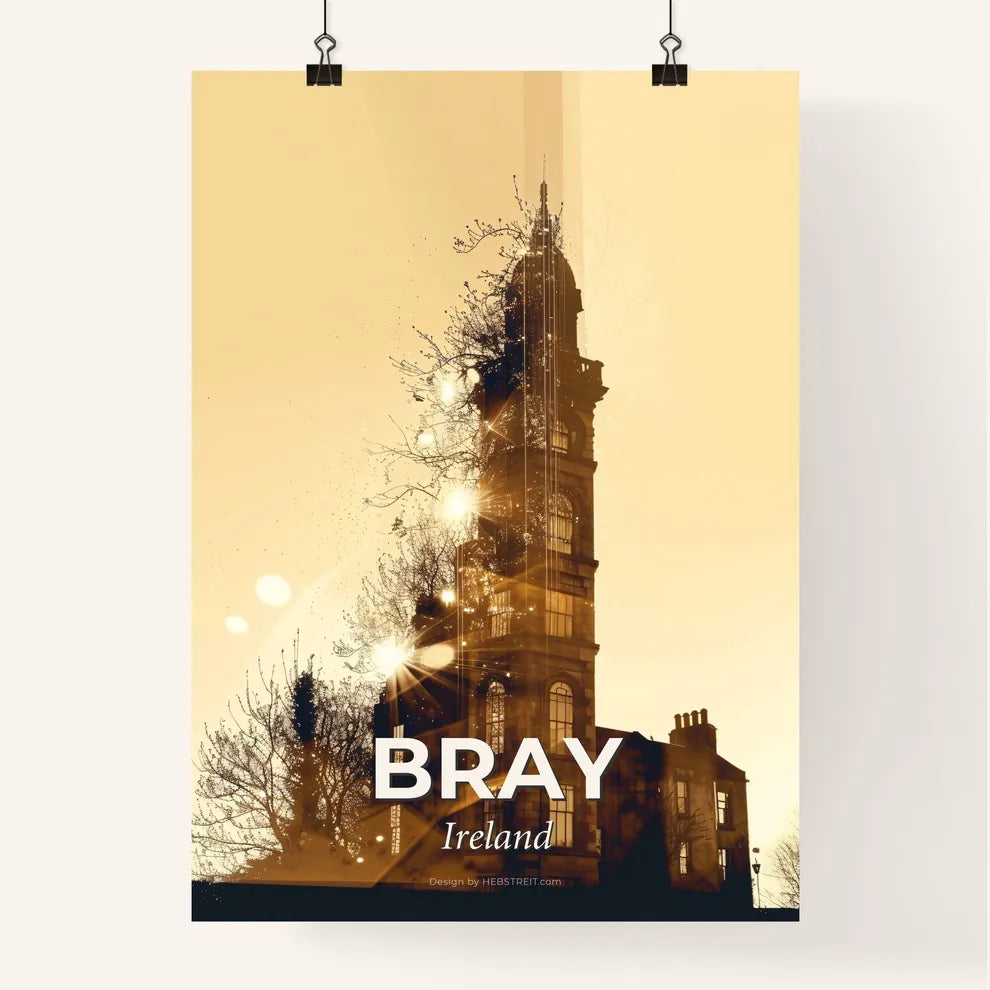 Bray, Ireland: Skyline Silhouette Poster with Sparkles Poster