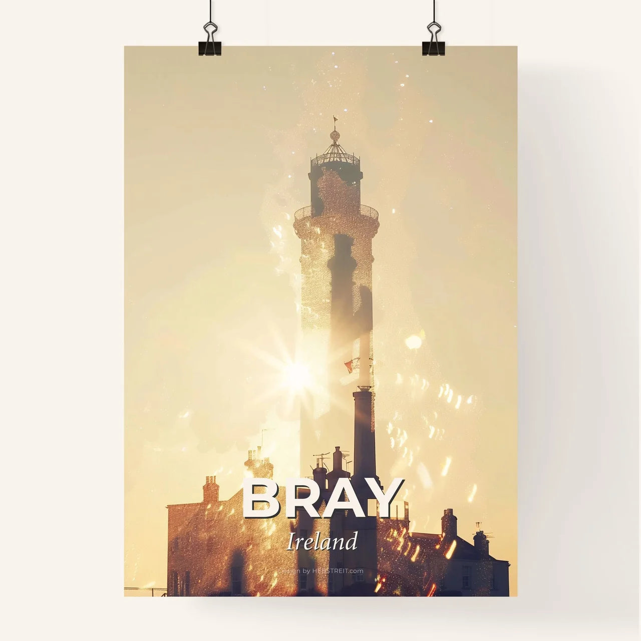 Bray Skyline Silhouette Poster Art with Sparkles Poster