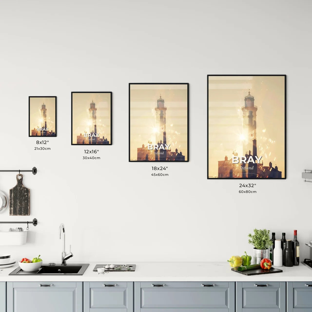 Bray Skyline Silhouette Poster Art with Sparkles Office Art