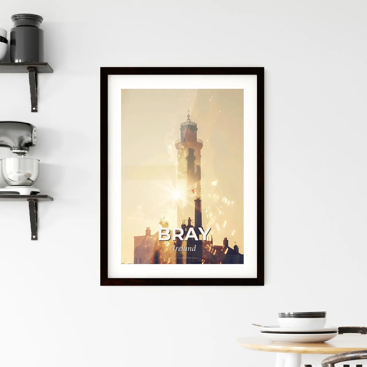 Bray Skyline Silhouette Poster Art with Sparkles Framed Print