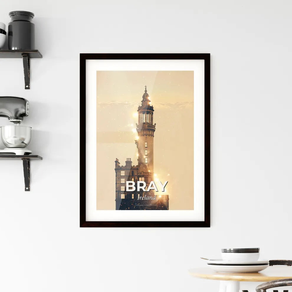Bray Ireland Skyline Cityscape Silhouette Art Poster Framed Print