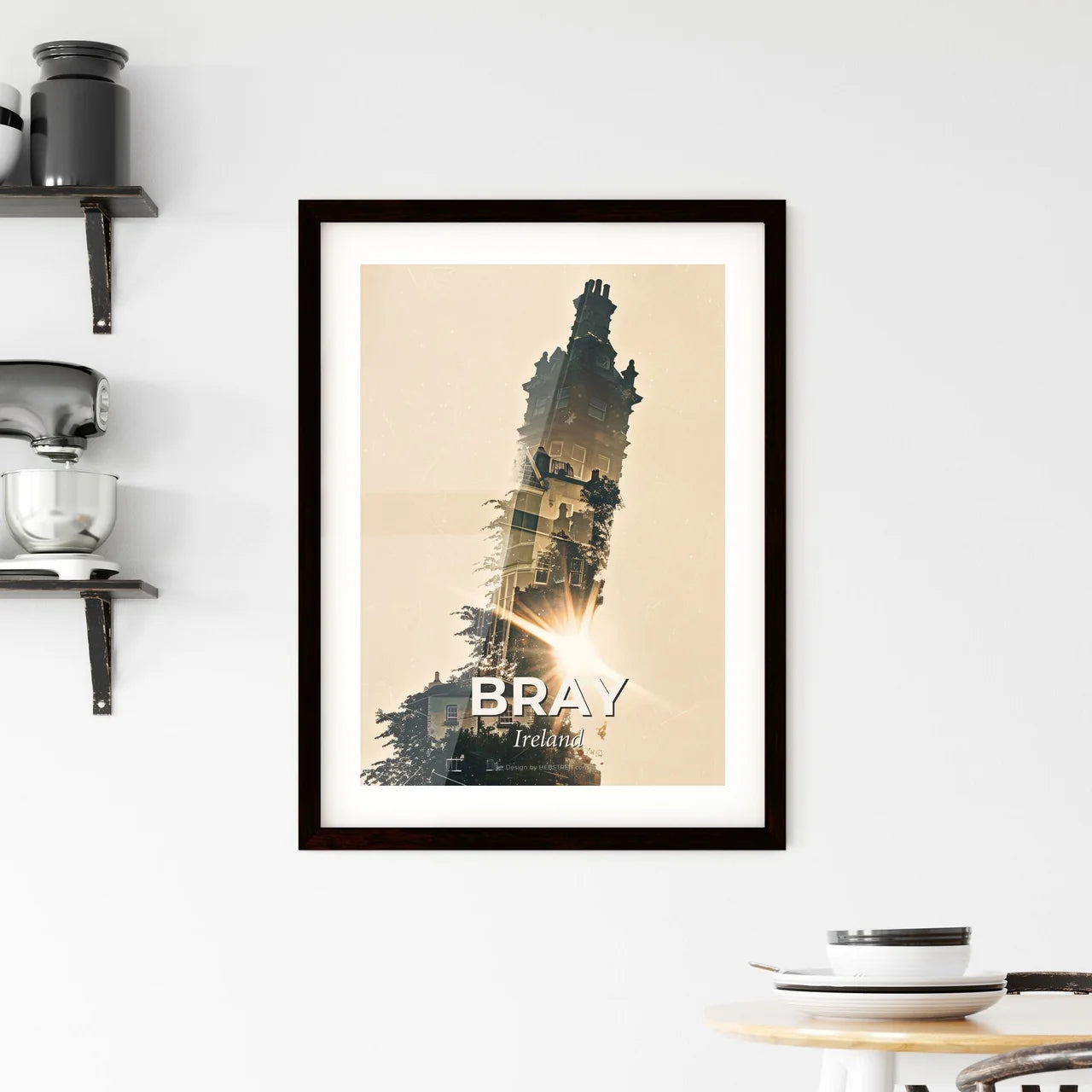 Bray Cityscape Silhouette Poster with Sparkles Framed Print