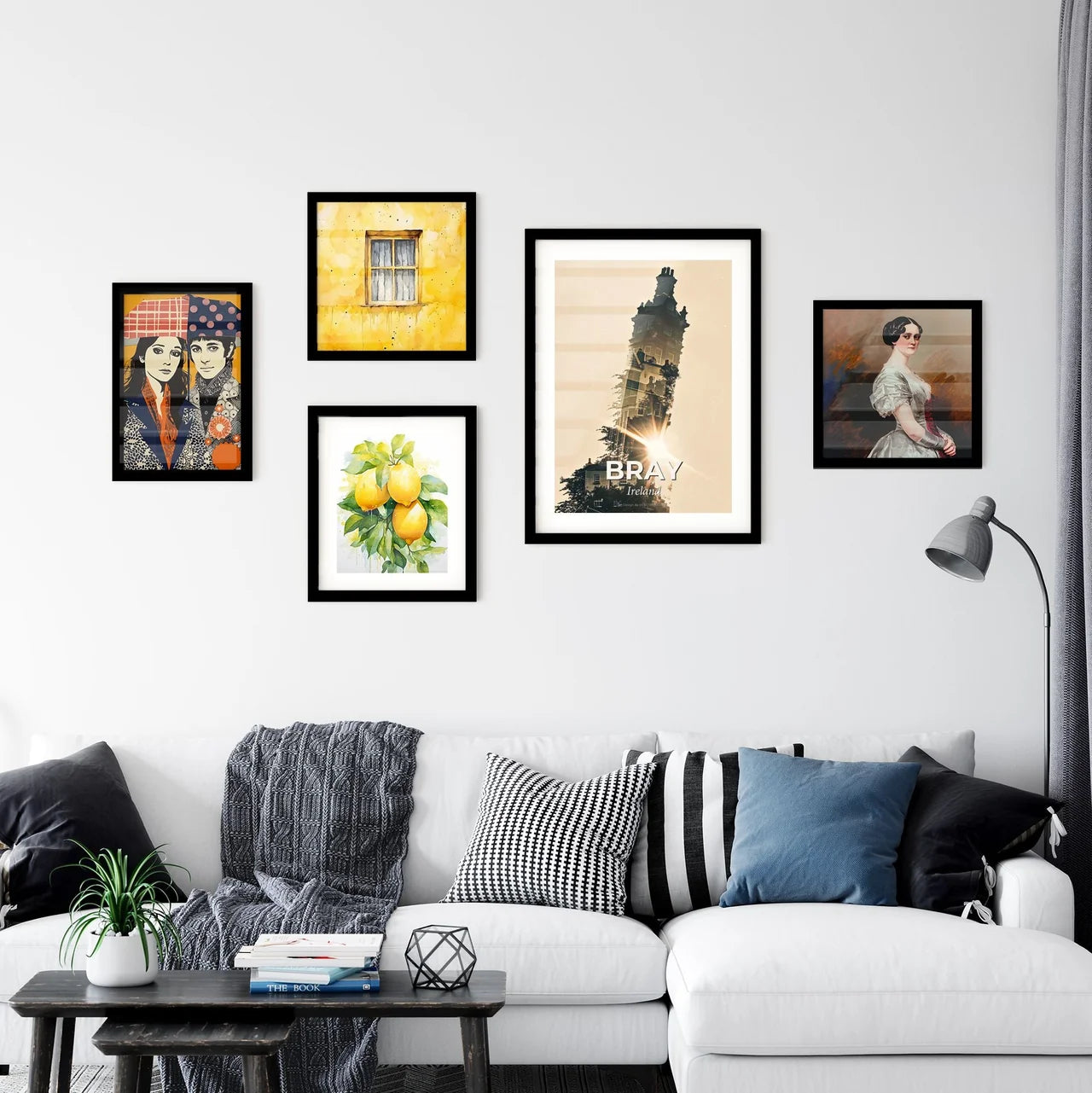 Bray Cityscape Silhouette Poster with Sparkles Wall Art