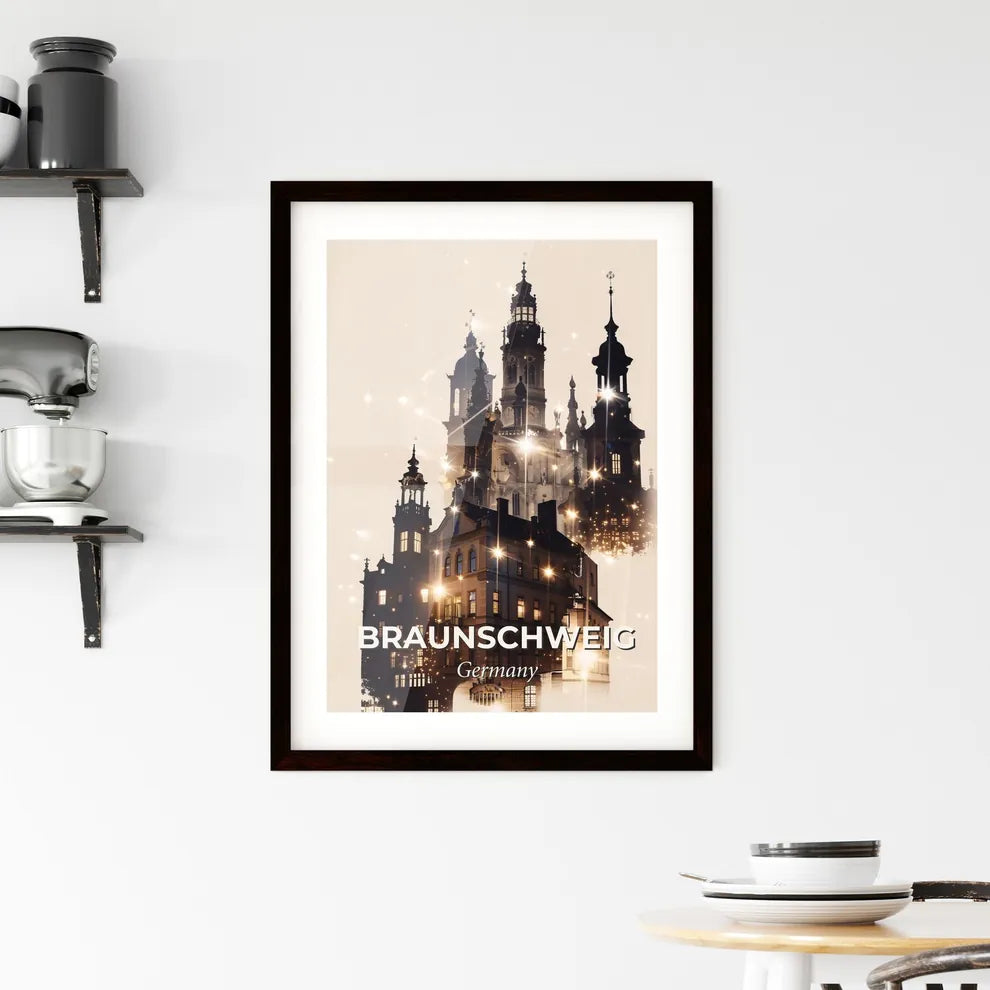 Braunschweig City Skyline Minimalist Poster Art Framed Print