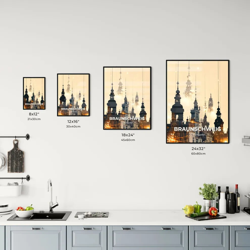 Braunschweig Double Exposure Cityscape Art Poster Office Art