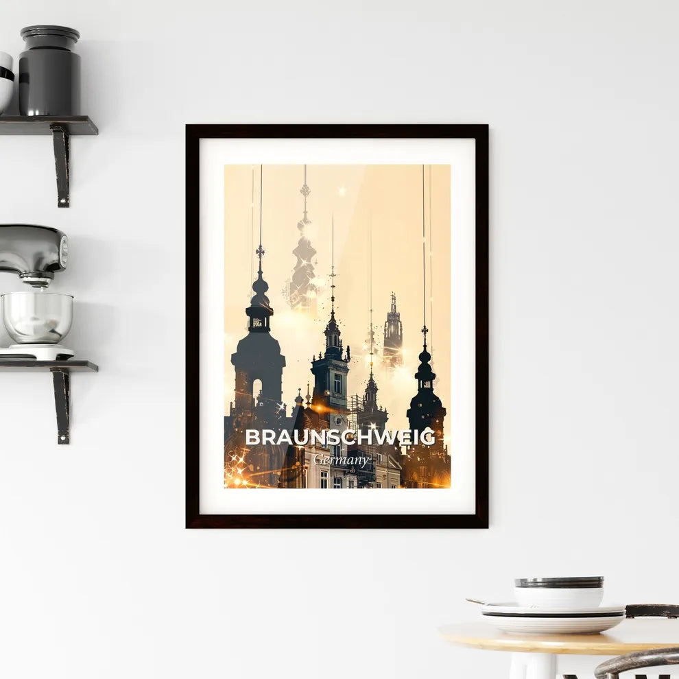 Braunschweig Double Exposure Cityscape Art Poster Framed Print