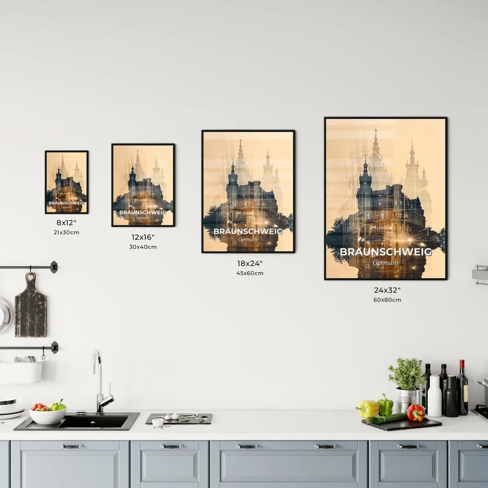 Braunschweig Skyline Silhouette Art Poster Office Art