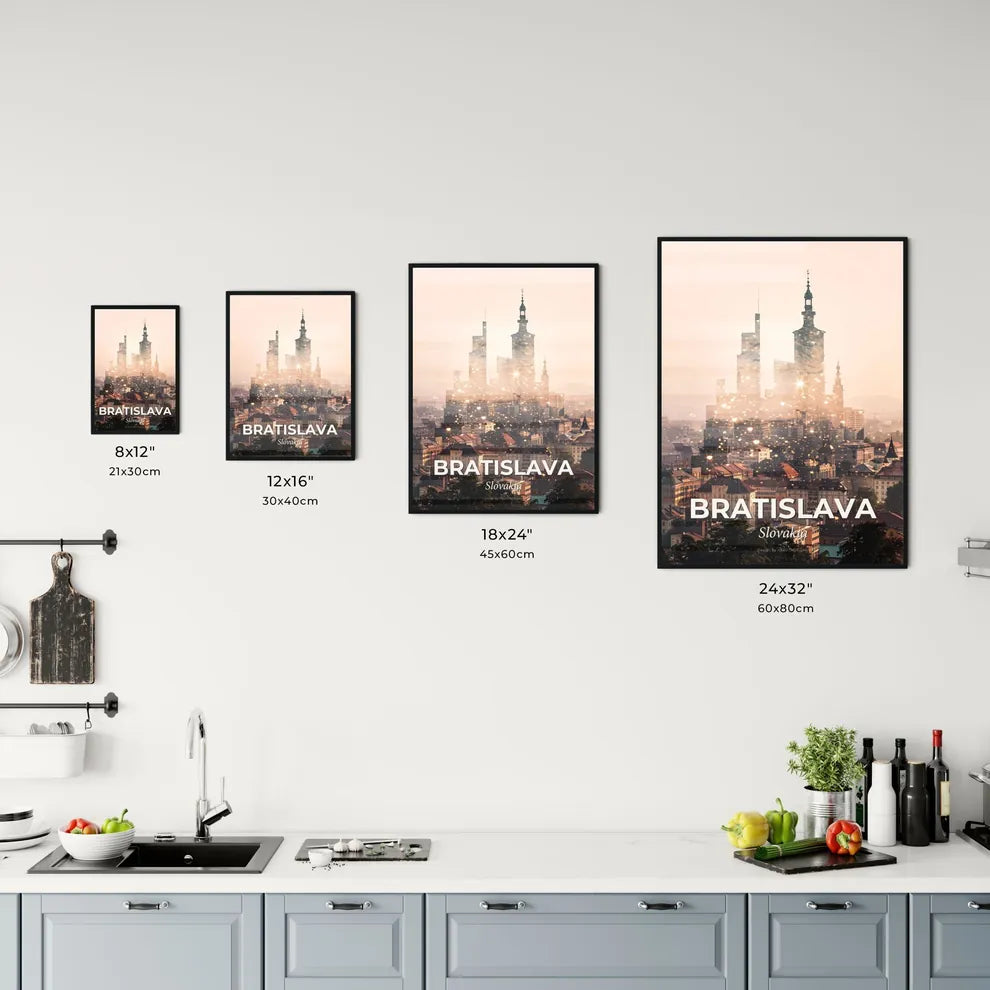 Bratislava Skyline Poster Art: Pastel Reflections Office Art