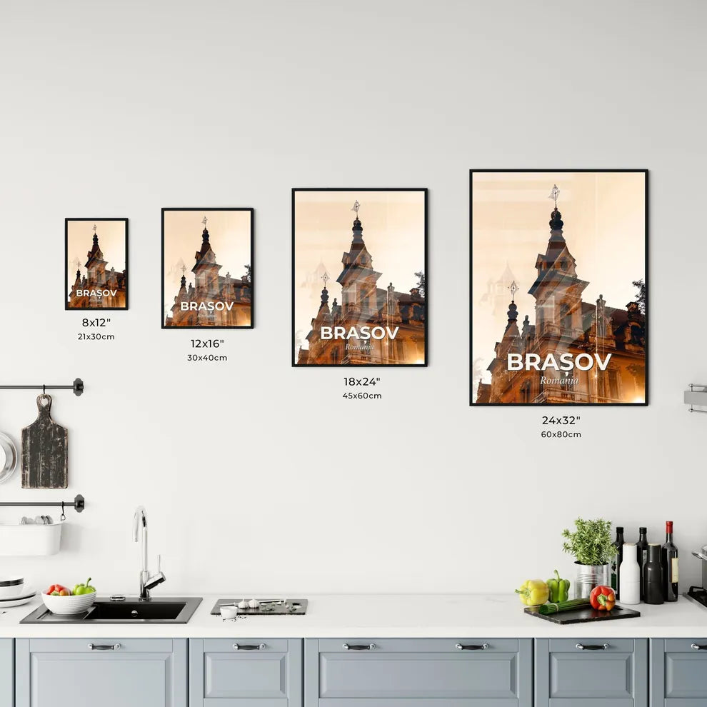 Brasov Romania City Skyline Iconic Architecture Poster Office Art