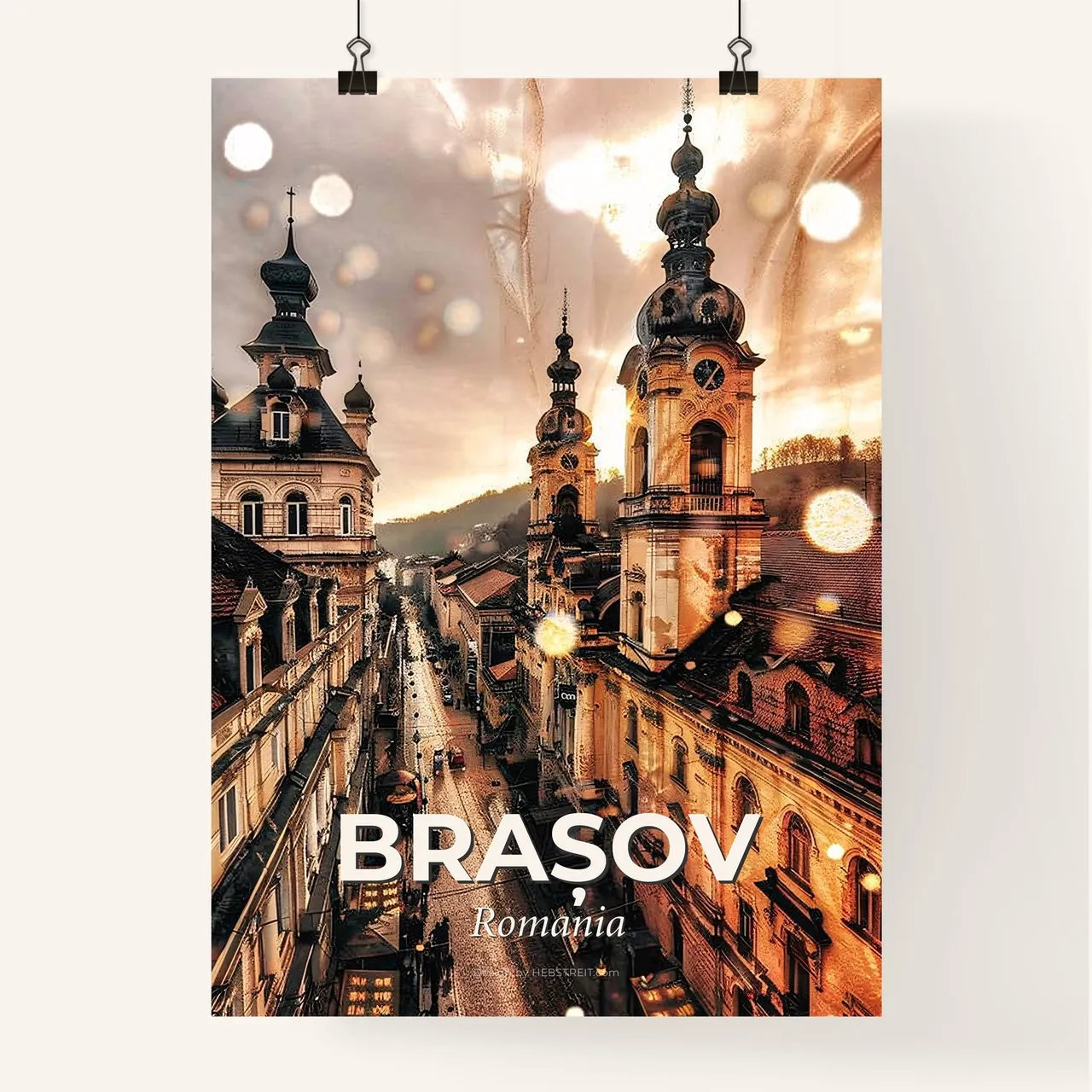 Brasov City Skyline Bright Composite Poster Art Poster