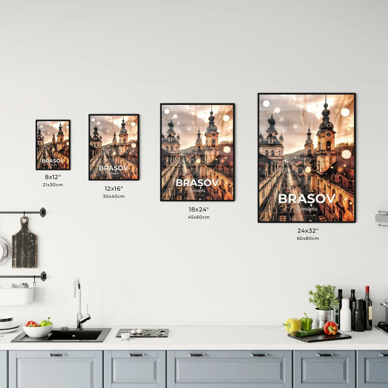 Brasov City Skyline Bright Composite Poster Art Office Art
