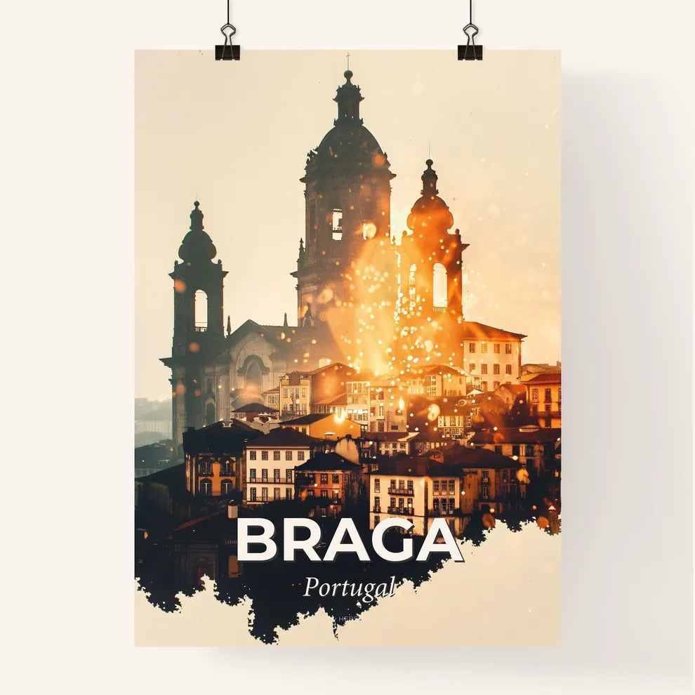 Braga Skyline: Vintage Architecture and Sparkle Poster