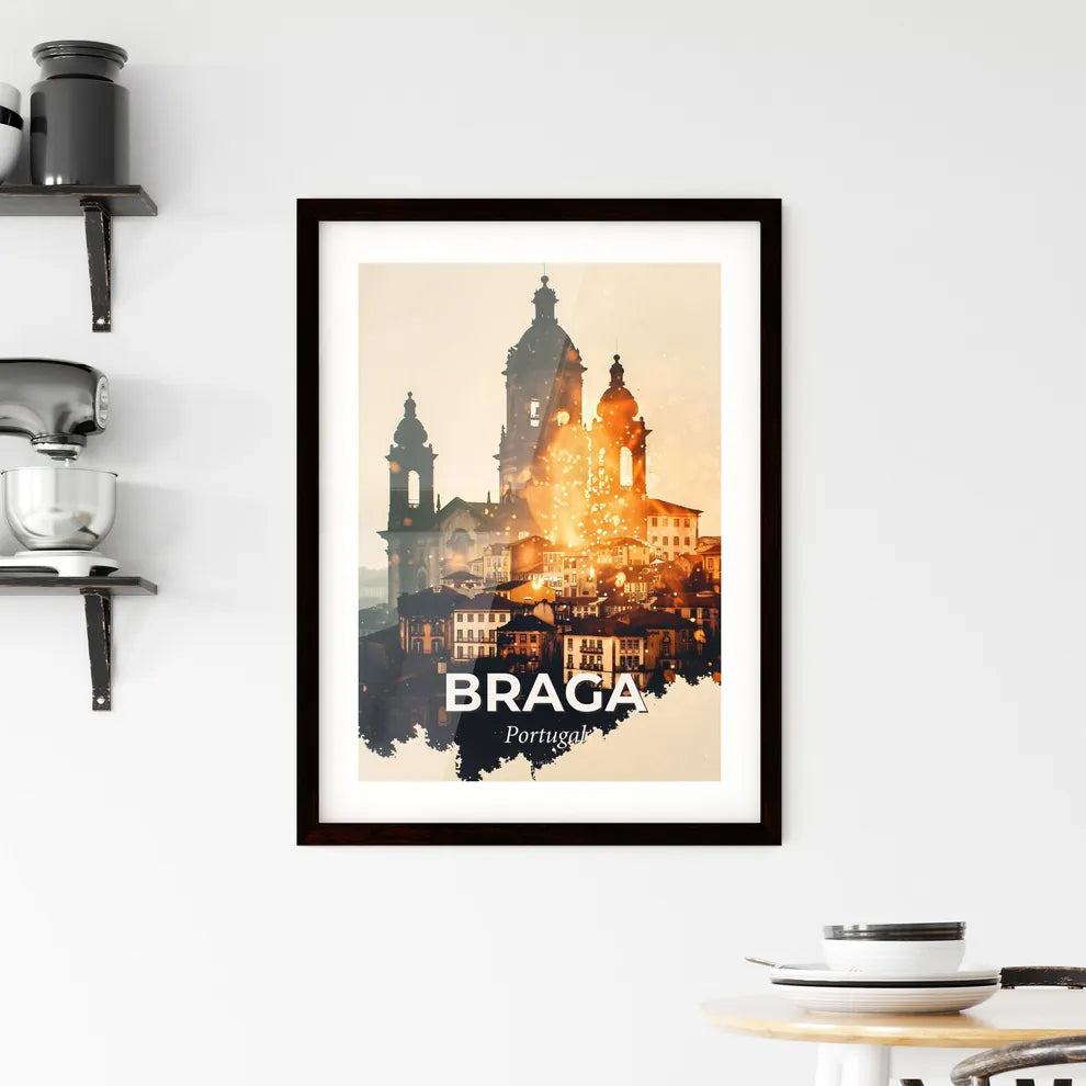 Braga Skyline: Vintage Architecture and Sparkle Framed Print