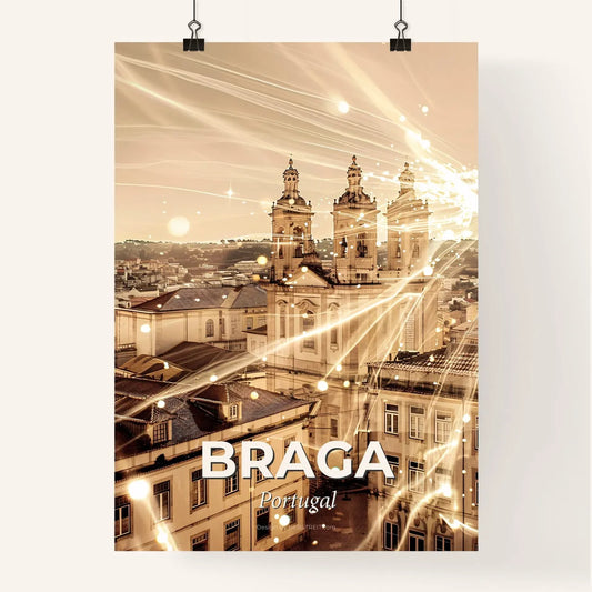 Braga City Skyline Double Exposure Artistic Poster Poster