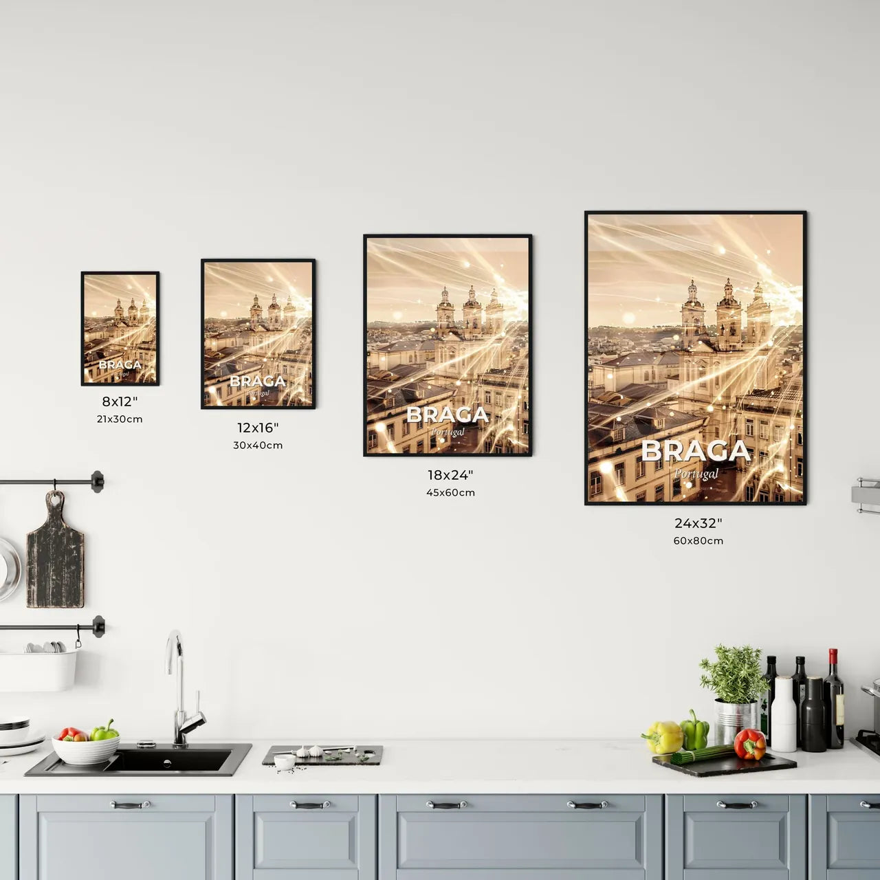 Braga City Skyline Double Exposure Artistic Poster Office Art