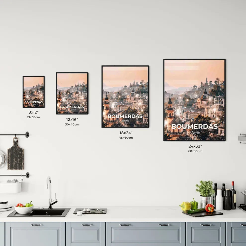 Boumerdas Double Exposure Skyline Vibrant Art Poster Office Art