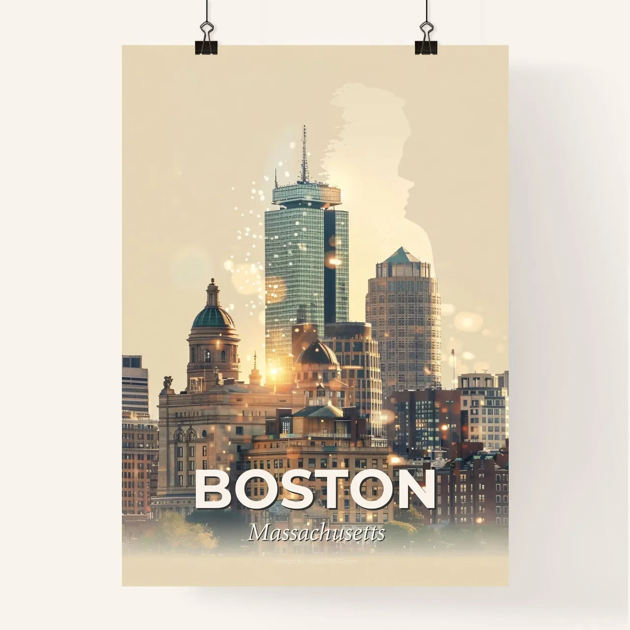 Boston Cityscape Double Exposure Poster Poster