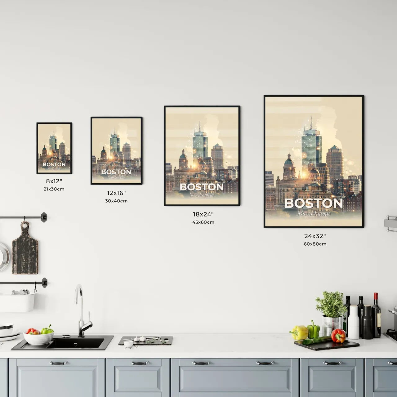 Boston Cityscape Double Exposure Poster Office Art